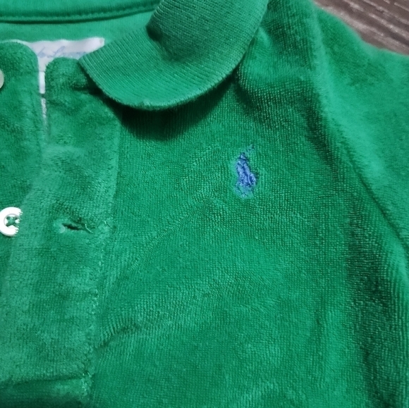 Ralph Lauren Green Terry Cloth Onesie with matching  Peacock Leggings  Size 9mo - Picture 2 of 10